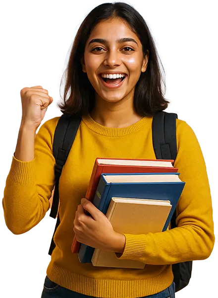 student holding books